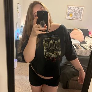 5/25$ or 10/40$ 

cropped off the shoulder tee